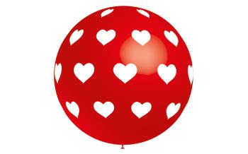 Balloon 90 cm Printed "Hearts" - Red