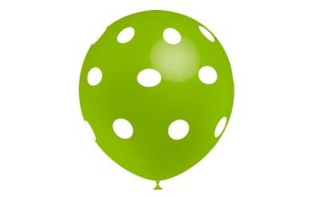 Saco de 10 Balões Impressos "Bolinhas" - Verde Lima