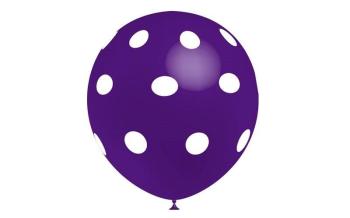 Bag of 10 "Polka Dots" Printed Balloons - Purple