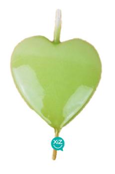 6cm Heart Candle - Lime Green
