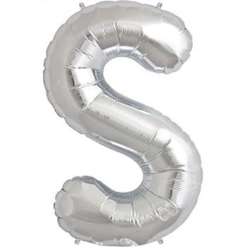 16" Letter S Foil Balloon - Silver NorthStar