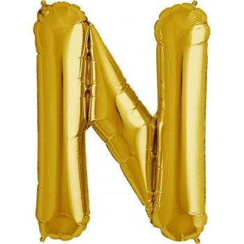 16" Letter N Foil Balloon - Gold