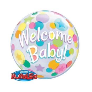 Globo Bubble 22" Welcome Baby Dots Qualatex