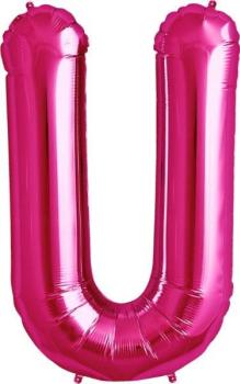 16" Letter U Foil Balloon - Pink