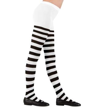Black/White Striped Tights - 4/6 Years