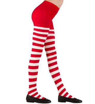 Red/White Striped Tights - 4/6 Years