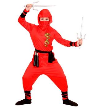 Red Ninja Children´s Costume - Size 5-7 Years Widmann