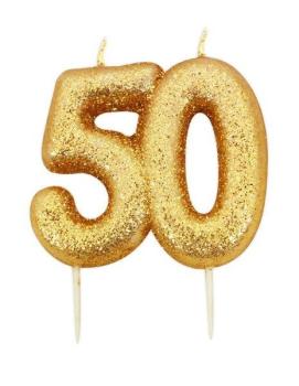 Glitter 50 Candle - Gold