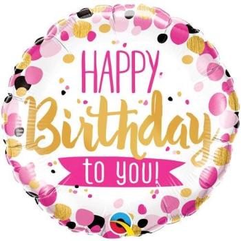 18" Happy Birthday To You Pink & Gold Foil Balloon Qualatex