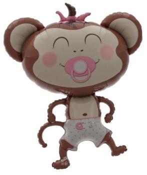 41" Baby Girl Monkey Foil Balloon