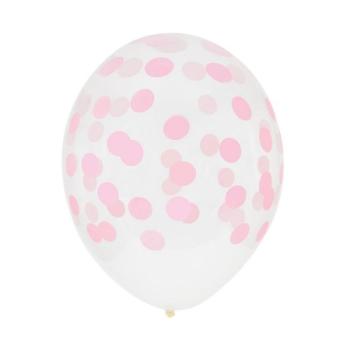 5 Confetti Printed Latex Balloons - Pink