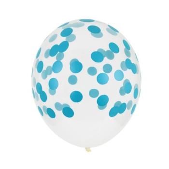 5 Confetti Printed Latex Balloons - Blue