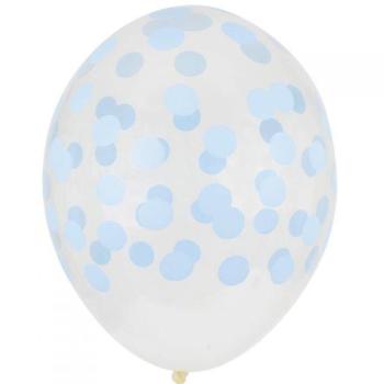 5 Confetti Printed Latex Balloons - Light Blue