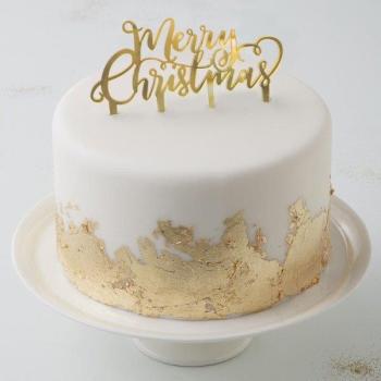 Merry Christmas Cake Topper - Gold