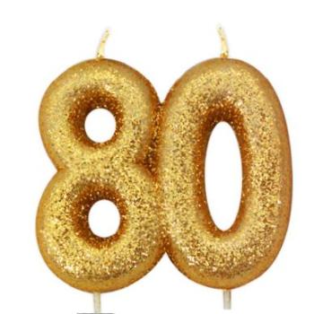 Glitter 80 Candle - Gold