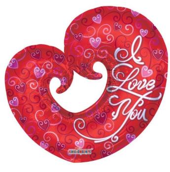 36" Love You Curled Heart Foil Balloon