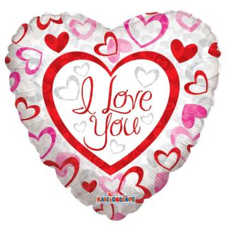 Balão Foil 18" I Love You Corações Vermelhos