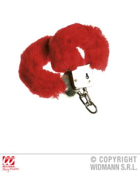Red Fur Handcuffs Widmann