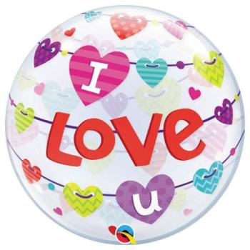 Bubble 22" I Love You Banner Hearts