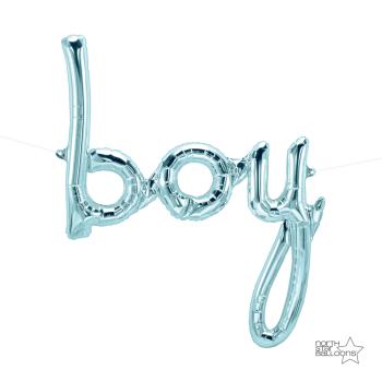 42" Boy Script Foil Balloon - Pastel Blue