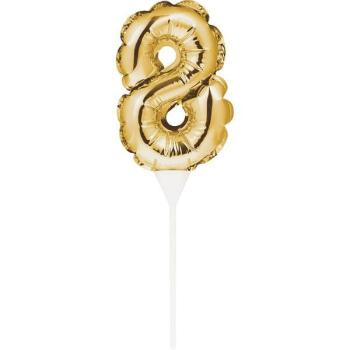 Mini Foil Balloon Cake Topper nº 8 - Gold Creative Converting