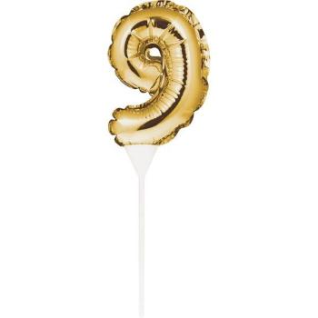 Mini Foil Balloon Cake Topper nº 9 - Gold Creative Converting