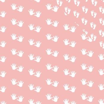 Rolo Papel de Embrulho Pezinhos & Mãos Rosa Bebé