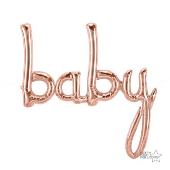 46" Baby Script Foil Balloon - Rose Gold