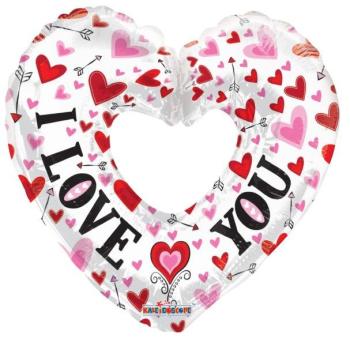 36" I Love You Open Heart Foil Balloon