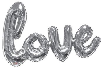 Giant Love Script Foil Balloon - Silver