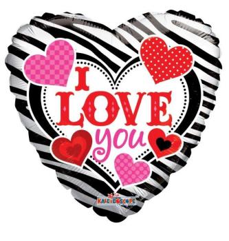 18" I Love You Heart Stripes Foil Balloon