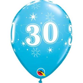 6 Balloons 11" 30 Years - Robin´s Egg Qualatex