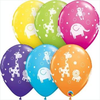 6 11" Jungle Animal Balloons Qualatex