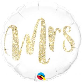 18" Mrs Glitter Gold Foil Balloon Qualatex