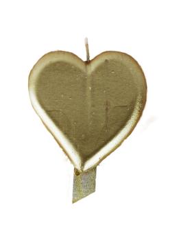 Candle 9.5cm Heart - Gold