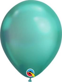 100 11" Chrome Balloons - Green