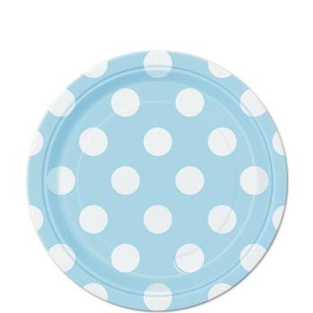 18cm Polka Dot Plates - Baby Blue