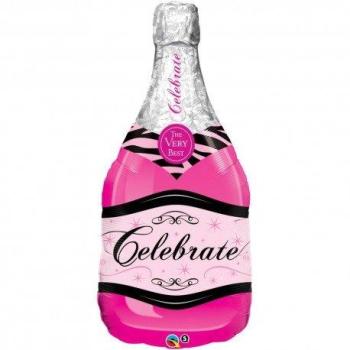39" Foil Balloon Pink Champagne Bottle Qualatex