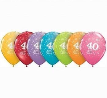6 Balloons 11" 40th Birthday Qualatex