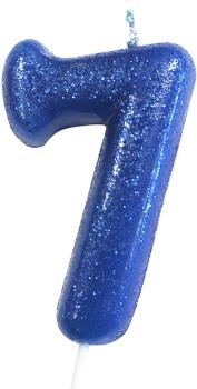 Vela Glitter nº7 - Azul