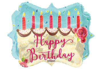 18" Happy Birthday Cake Foil Balloon Kaleidoscope