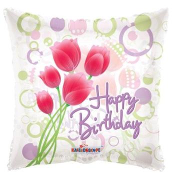 18" Tulips Clear View Foil Balloon