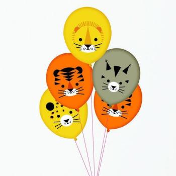 5 Mini Feline printed balloons