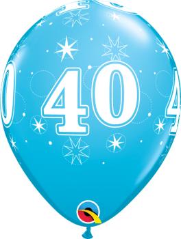 6 printed balloons 11" 40 Sparkle - Robin´s Egg Qualatex