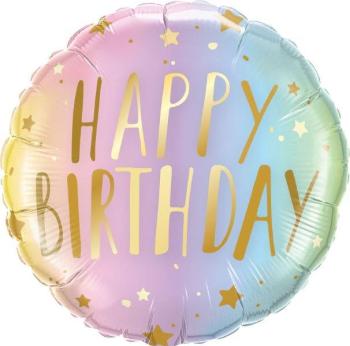 18" Pastel Happy Birthday Stars Foil Balloon Qualatex