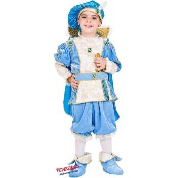 Blue Principe Carnival Costume - Velvet - 4 Years Veneziano