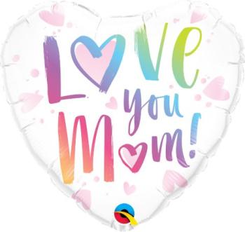 18" Love you Mom Foil Balloon Qualatex