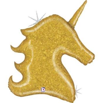 38" Unicorn Glitter Foil Balloon - Gold Grabo
