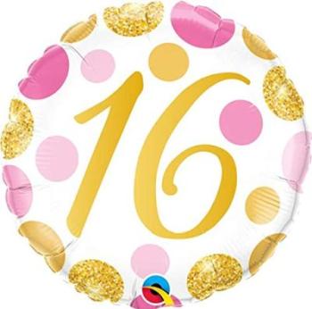 Balão Foil 18" Pink & Gold Dots 16