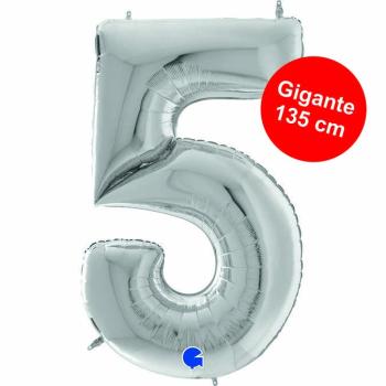 Giant 64" Foil Balloon nº 5 - Silver Grabo